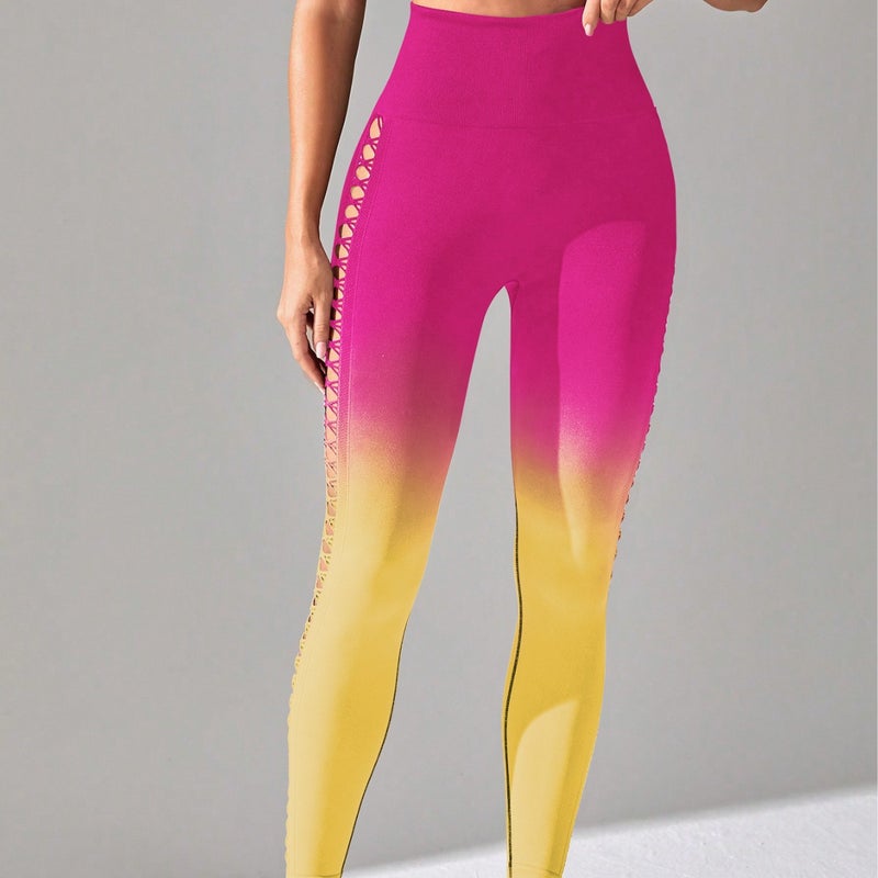 Gradient Tie-Dyed Seamless Peach Yoga Pants Women'S Ass Outdoor Tight High Waist Sports Fitness Pants Women - Image 3